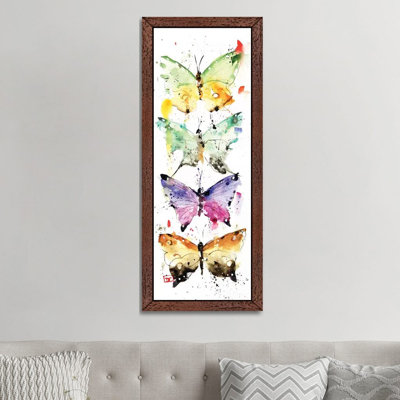4 Butterflies by Dean Crouser - Floater Frame Panoramic Painting on Canvas