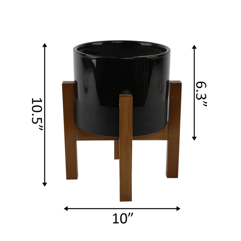 Borquez Handmade Ceramic Pot Planter, Black