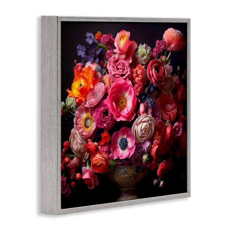 Bouquet foncé foncé par Lazar Studio bg-072, Estampe numérique Farmhouse, H 24 po x l 24 po