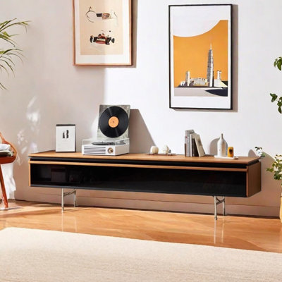 Log style simple solid wood TV cabinet