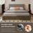 Velvet Upholstered Platform Bed With Metal-Framed Headboard, Dual Wall Lamps And Bedside Tables, No Box Spring Needed-997239349-997239348