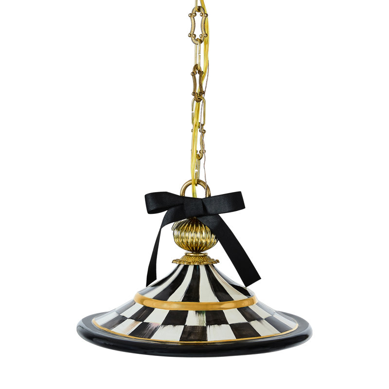 Courtly Check Flared Ceramic Pendant Lamp