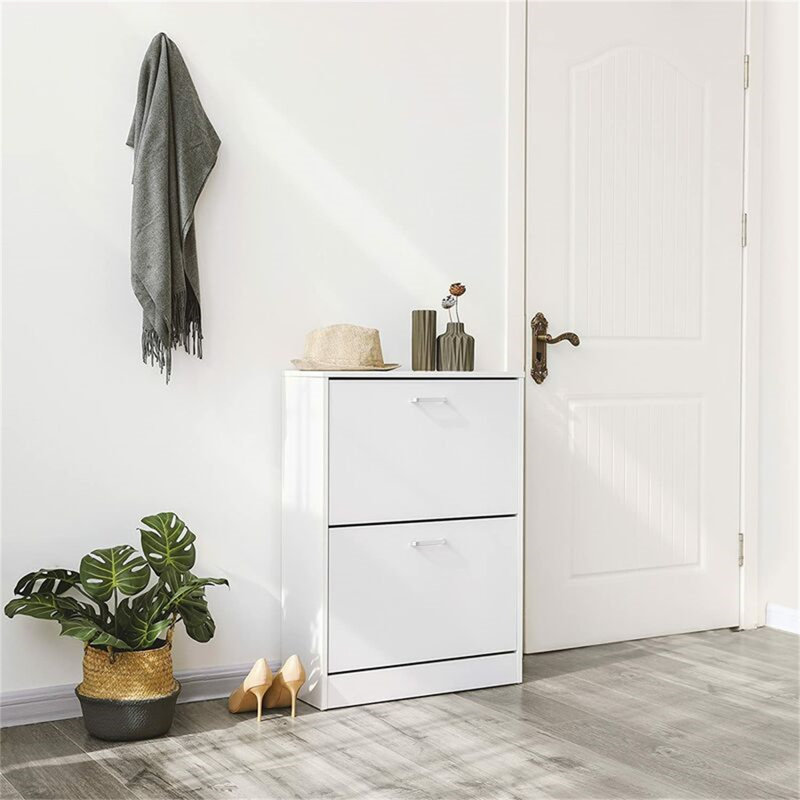 12 Pair Flip Down Shoe Storage, White