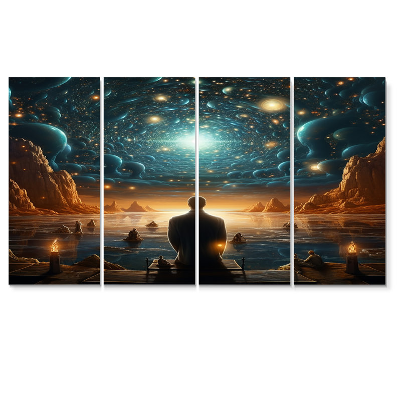 Cravets - crâne, art mural 4 pièces, H 32 po x l 64 po