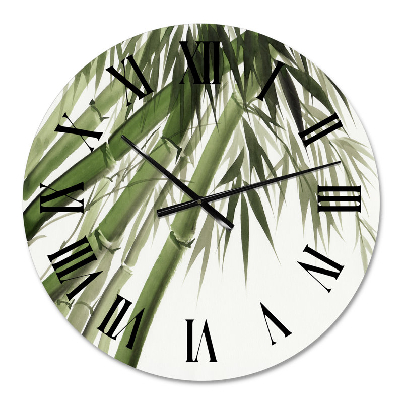 Bambou vert foncé rétro - horloge murale traditionnelle, Moyen