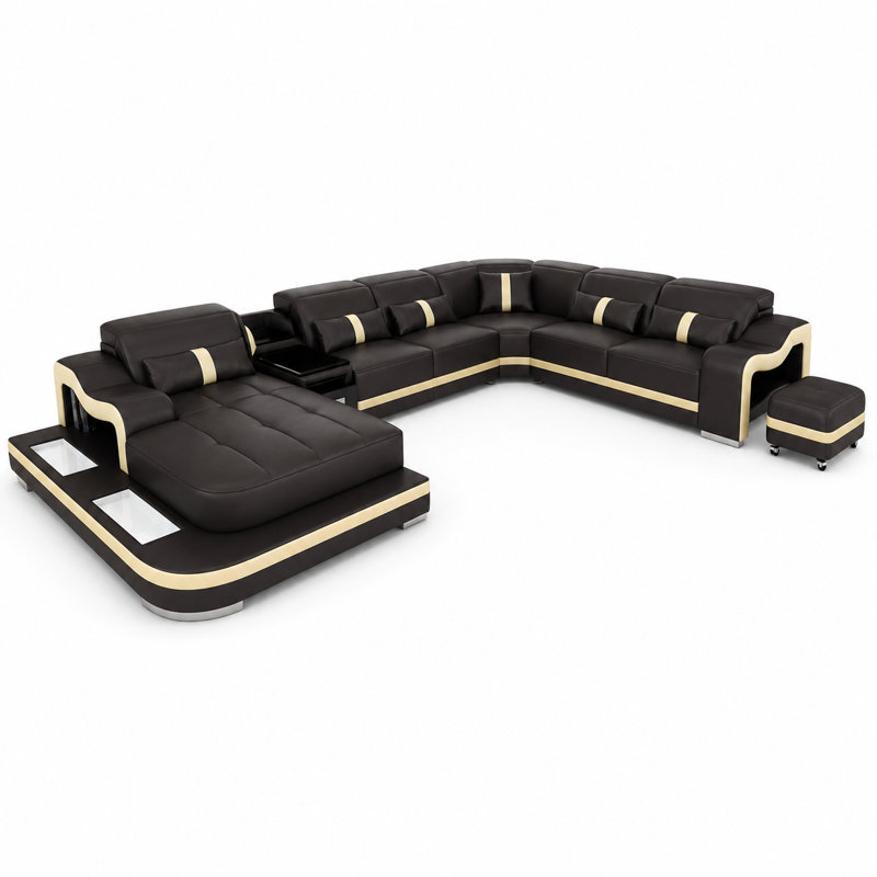 Lloydene 5 - Piece Slipcovered Leather Sectional, Left Hand Facing