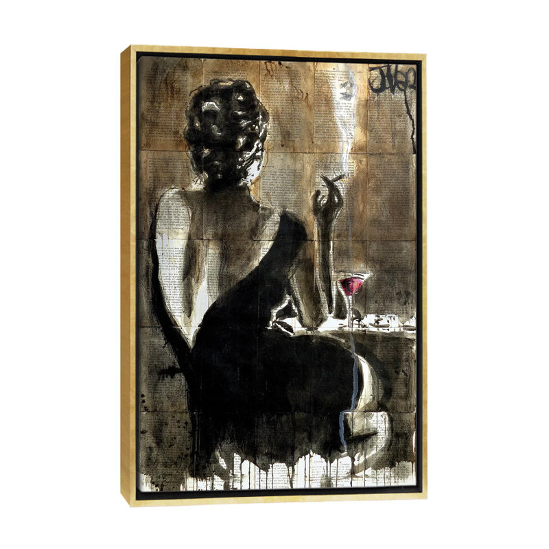 Cocktail par Loui Jover - imprimé, H 26 po x l 18 po x p 1,5 po, Cadre blanc, Doré