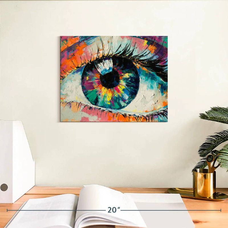 Œil abstrait sur toile, H 8 po x l 10 po x P 1 po