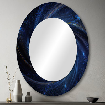 Space Light Orbiting A Black Hole III - Grand miroir mural ovale sur métal