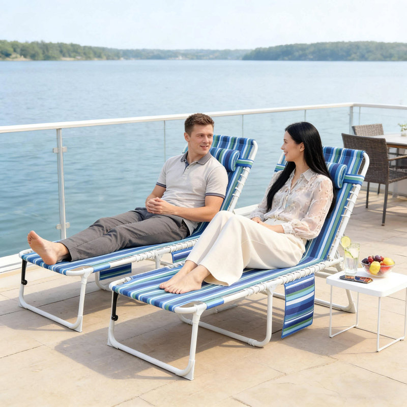Outdoor Chaise Lounge Chair,Folding Chaise Lounge Chair,Tanning Chair, 2