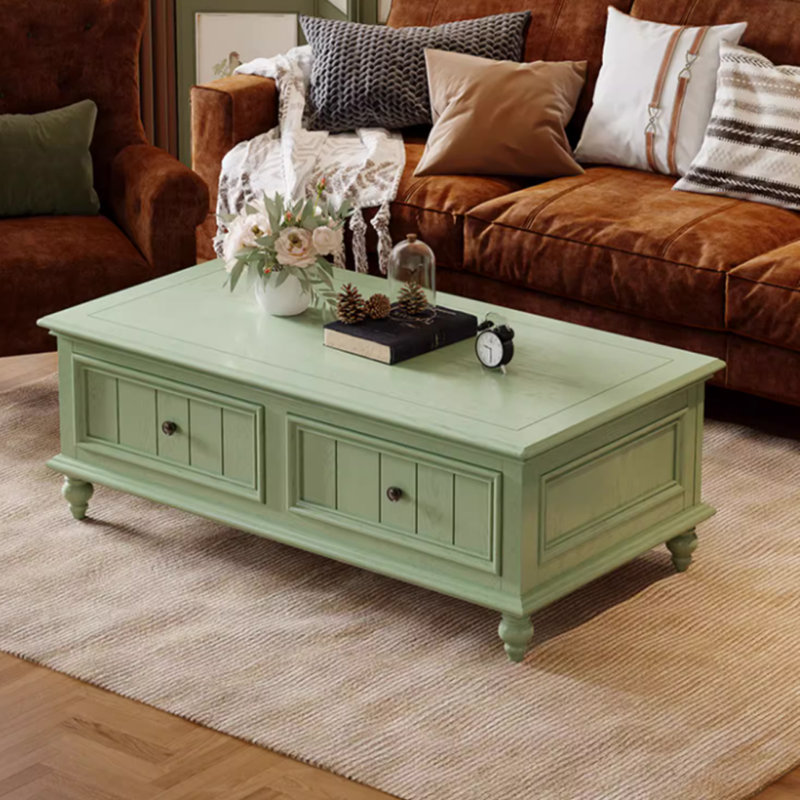 Table basse verte pour le salon, maison compacte, 17,7 po x l 51,1 po x P 27,5 po