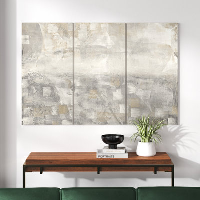 «Gray Abstract Watercolor», ensemble de 3 impressions sur toile tendue