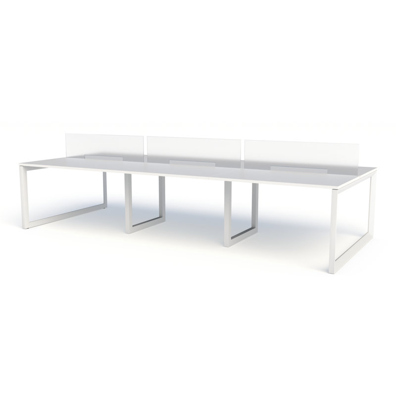 Pivit Frame 6-Person Benching Workstation, White, 29" H x 141.75" W x 48.75" D