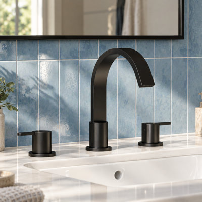 Widespread Bathroom Faucet 3 Hole, 2-handle Bathroom Sink Faucet with Drain Assembly