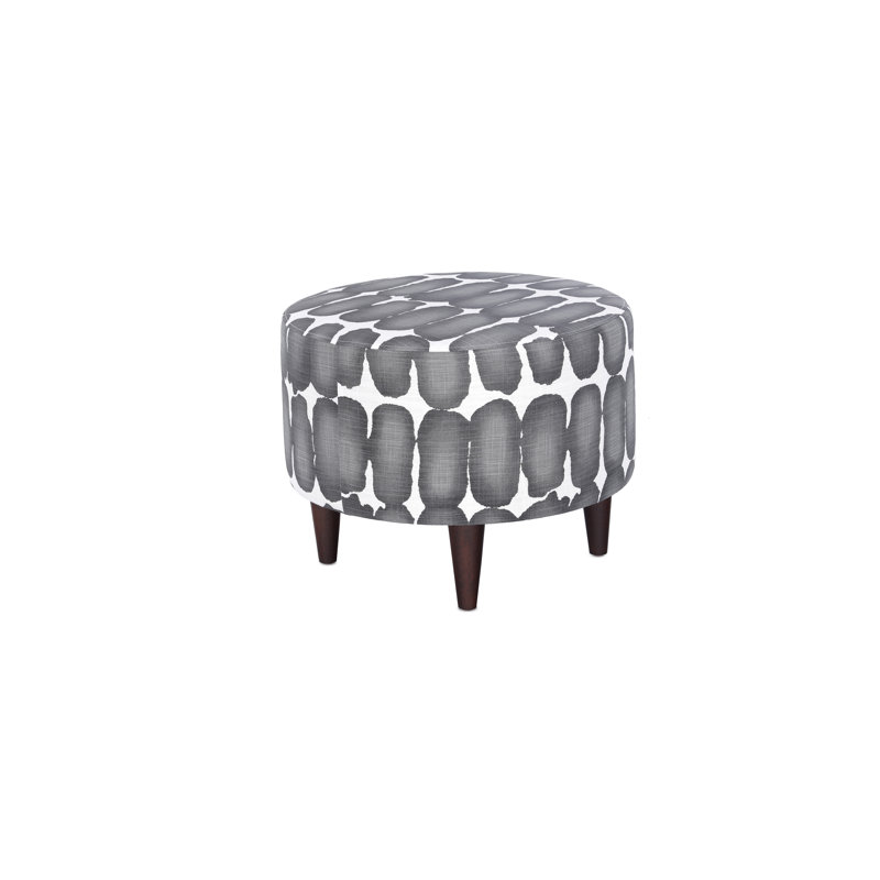Repose-pieds standard rond 22 po Meila, Encre / noir / blanc 100% coton