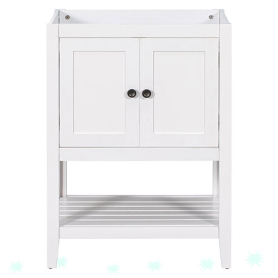 Bathroom Vanity Base Only, Bathroom Storage Cabinet with Doors and Open Shelf