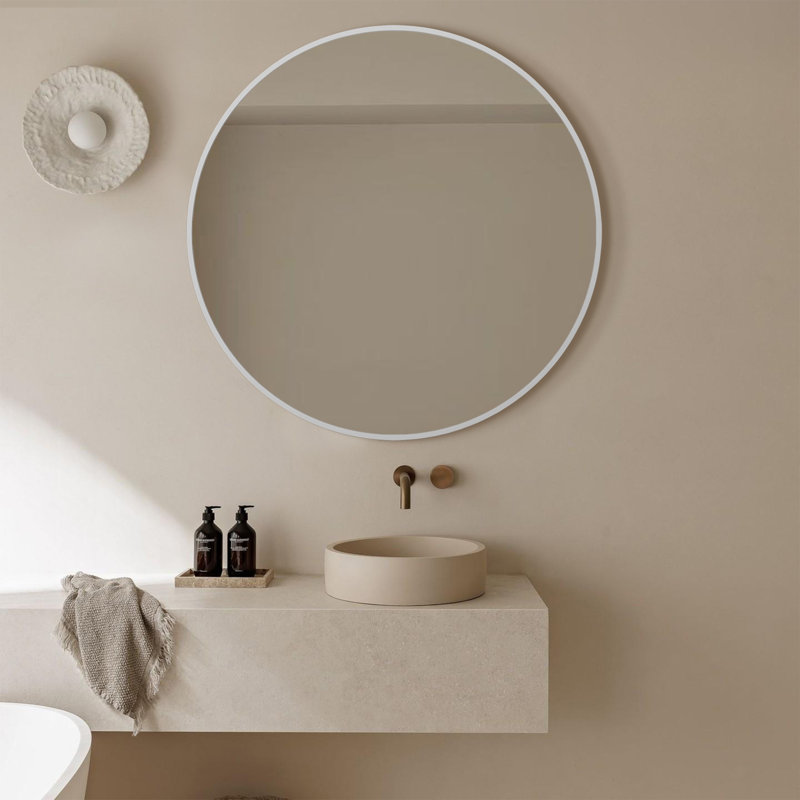 Miroir de salle de bain mural Malakhi, Argent, H 36 po x l 36 po