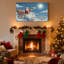Ensemble de 3 impressions sur toile de Noël, père Noël sur le toit avec télescope-1871777353