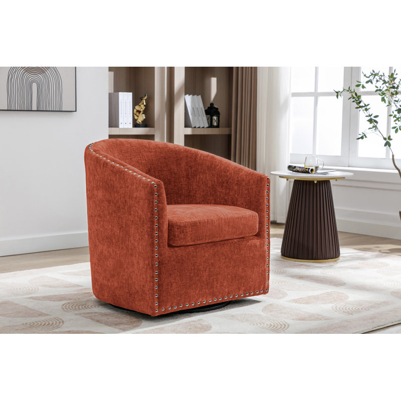 Fauteuil d'appoint pivotant en tissu Wanti, Mélange de polyester rouge