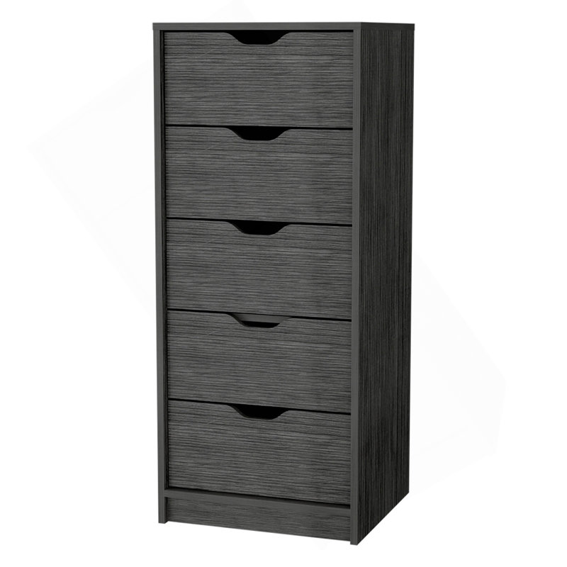 Commode 5 tiroirs Smokey Oak, Gris