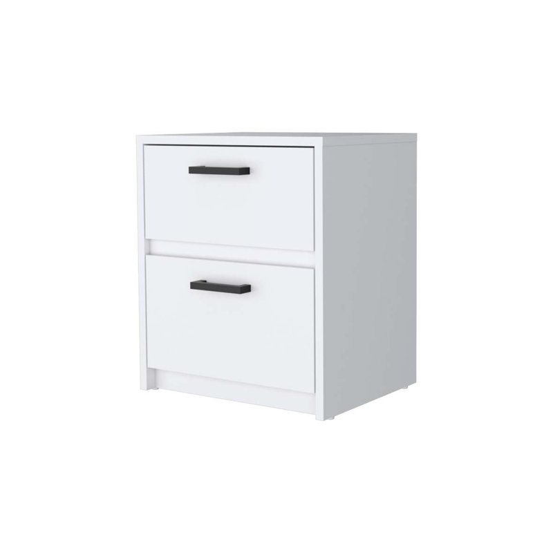 Table de chevet à 2 tiroirs, Blanc