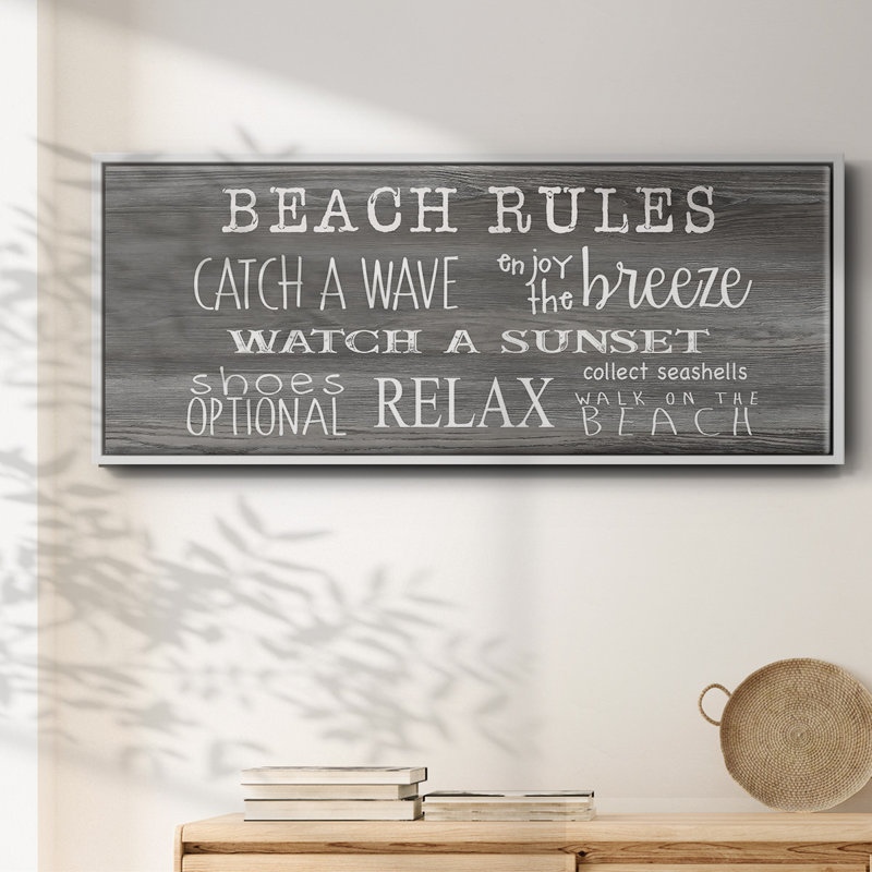 Beach Rules- Framed Canvas, 24" H x 60" W