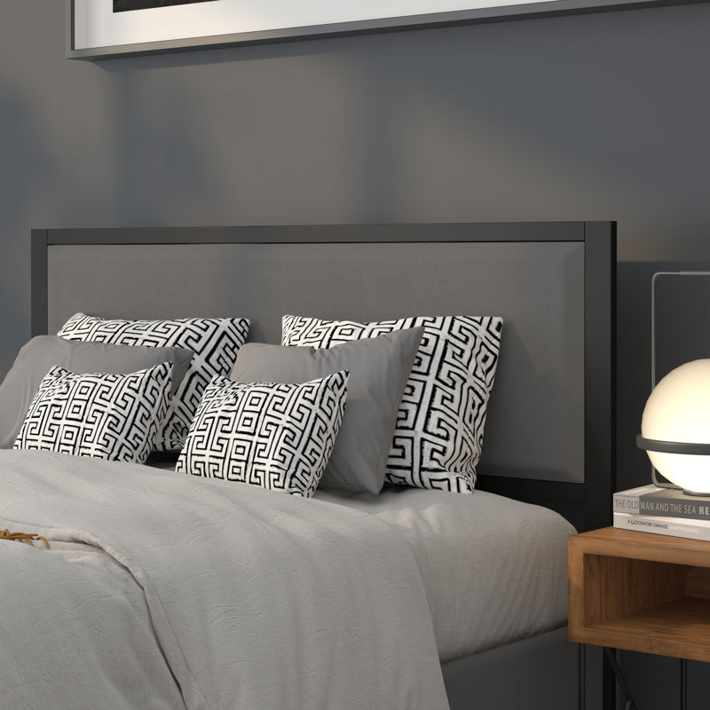 Tête de lit tapissier en métal Melbourne - Tête de lit moderne, Gris foncé, Grand
