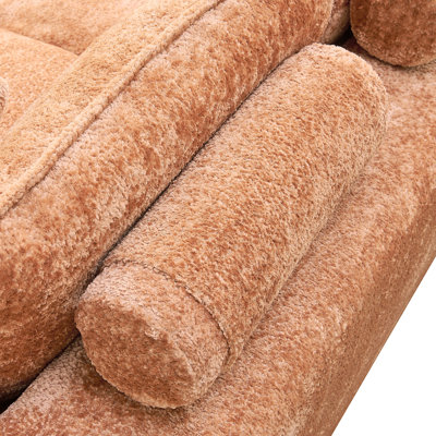 107" Boucle L-shaped Compressed Sectional Sofa with Two Moveable Ottomans and Pillows for Living Room