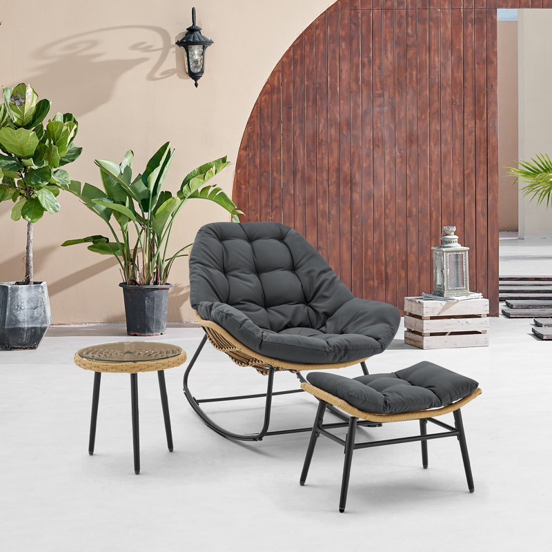 Ensemble de chaises berçantes 3 pièces Benson, Gris