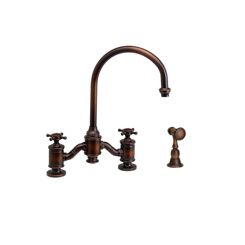 Hampton Bridge Faucet - Cross Handles, Antique Bronze