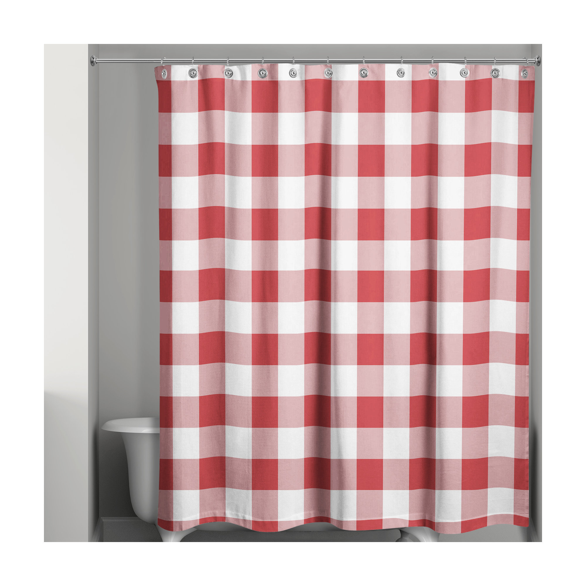 Hanka Polyester Shower Curtain, Red