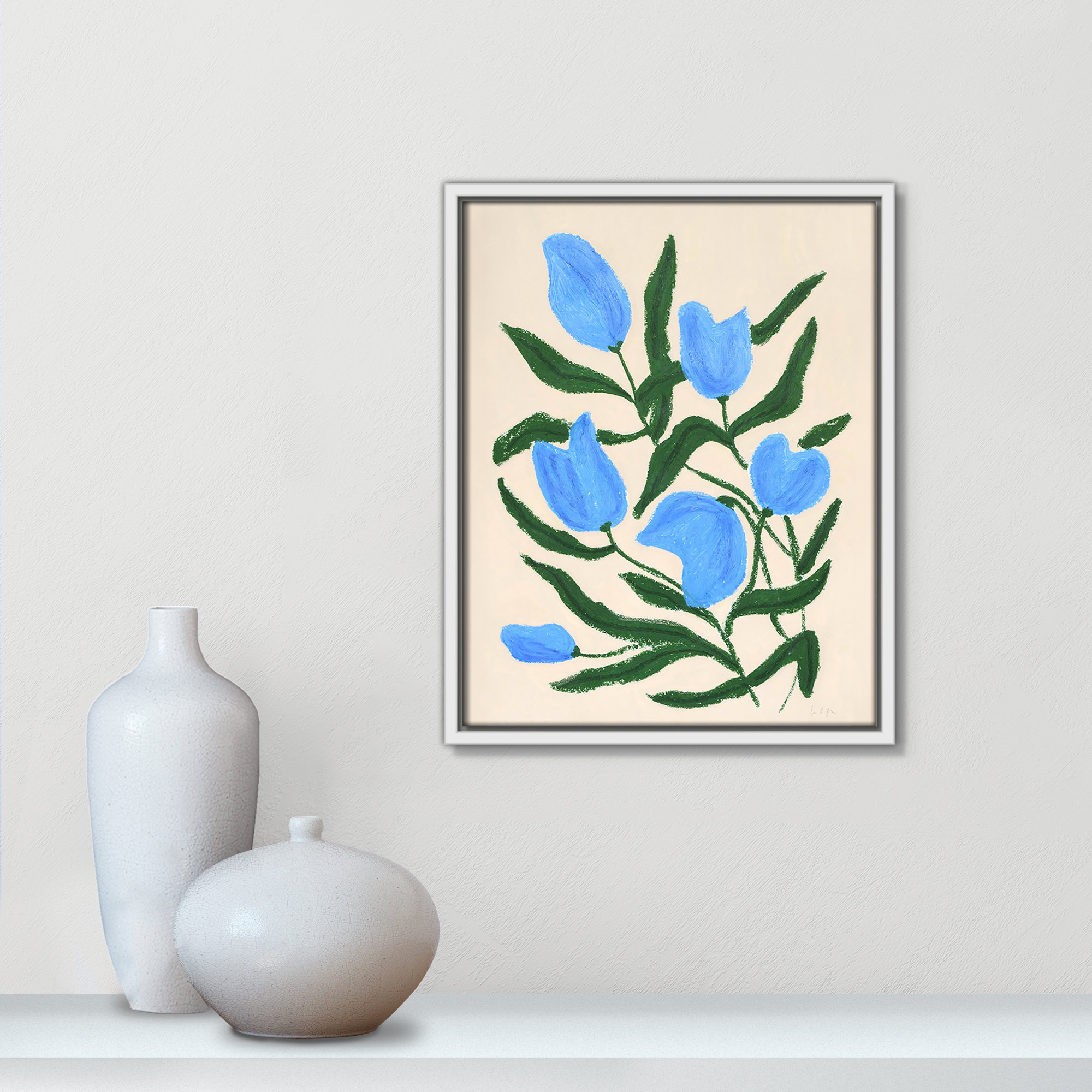 Blue Tulips Print by Camilla Bergqvist, White, 15.5" H x 12.5" W