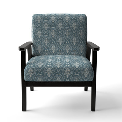 Fauteuil d'appoint rembourré à motif damassé gris