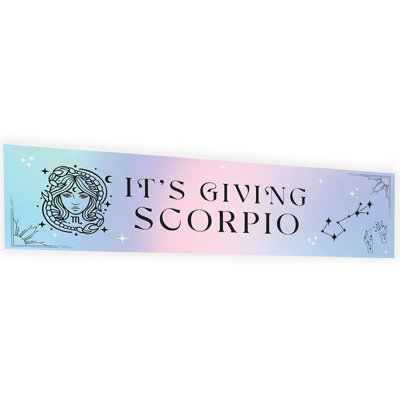 Koyal Wholesale 13X48 Inch It's Giving Scorpio Birthday Banner, Zodiac Party Decor