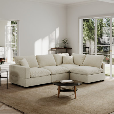 Upholstered Sectional Sofa Couch, Cloud Sofa 4 Seater Modular Sectional Sofa for Living Room Office Apartment