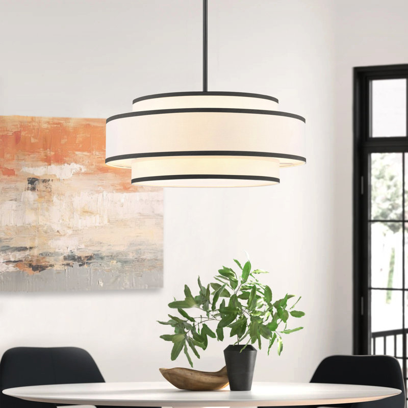 Aasim 18" Modern 4-Light Dimmable Drum Chandelier, Black