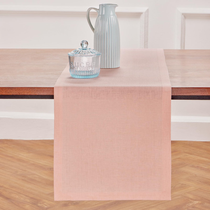 Diana - 100% Pure Linen Table Runner, 60" x 14", Misty Pink