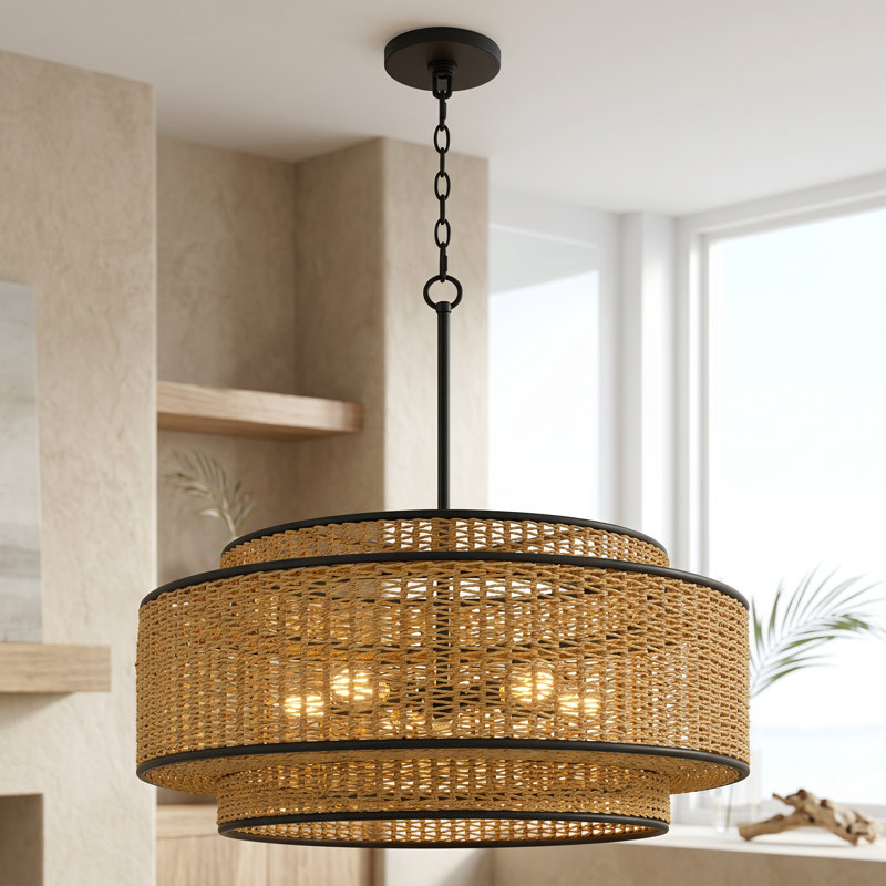 Luminaire suspendu noir mat 5 lumières Teton