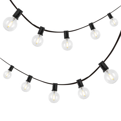 25-Light Indoor/Outdoor 25 ft. Contemporary Rustic Incandescent G40 Bistro Globe Bulb String Lights