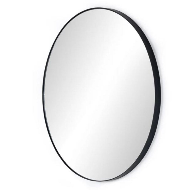 Hugo Round Wall Mirror, Black, 60" x 60"