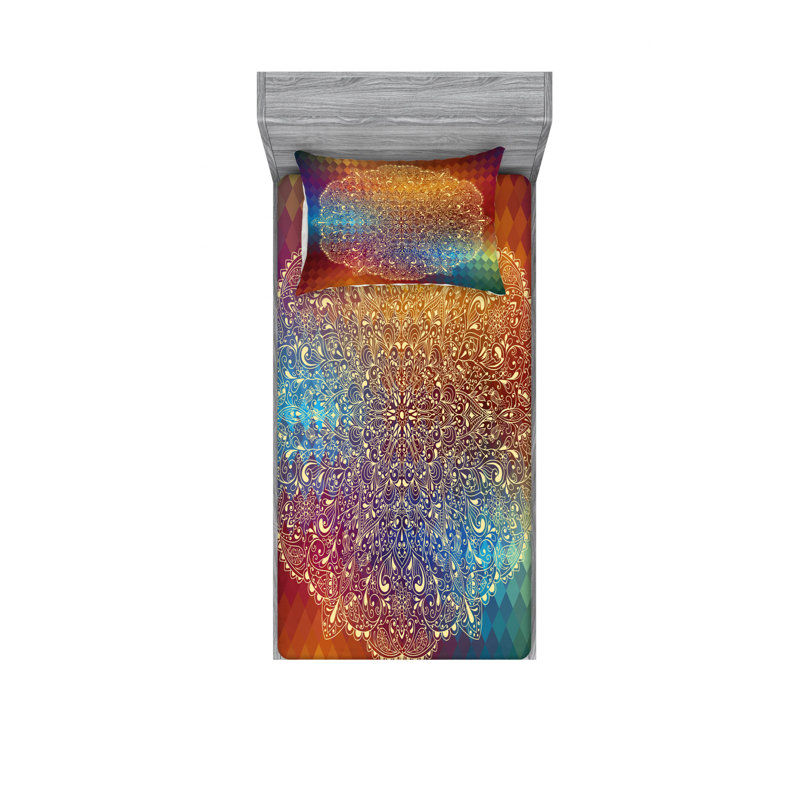 Microfiber Abstract Sheet Set, Twin XL Sheet Set with Fitted Sheet