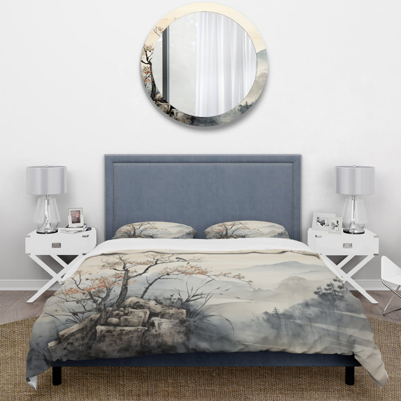 Ensemble d'édredon Asian Art - ensemble de 4 taies et coussins décoratifs Sumi, Édredon grand et 3 pièces supplémentaires