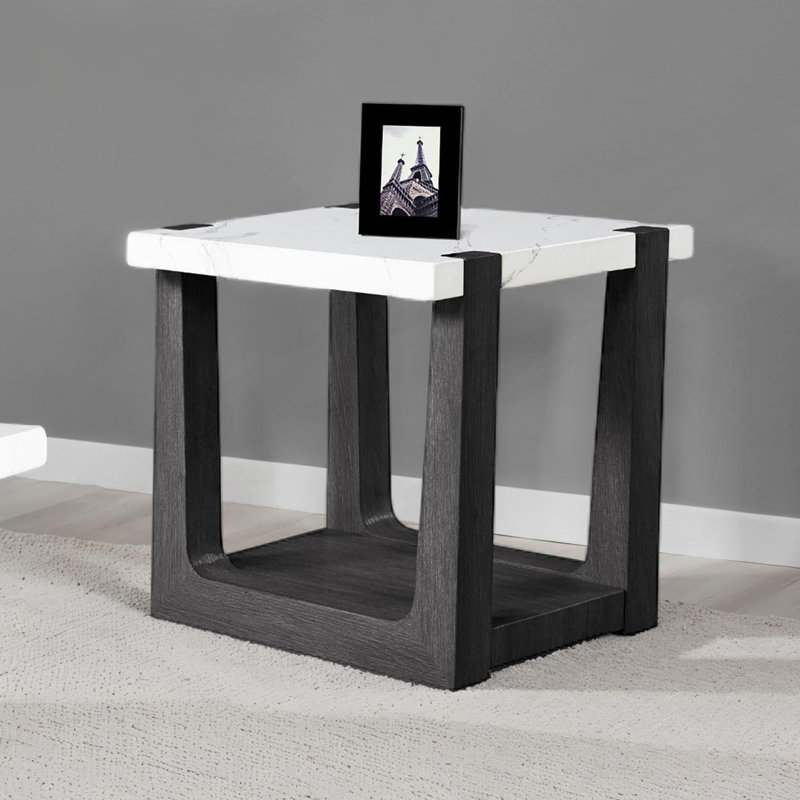 Table d'appoint moderne d'une pièce avec plateau en imitation marbre
