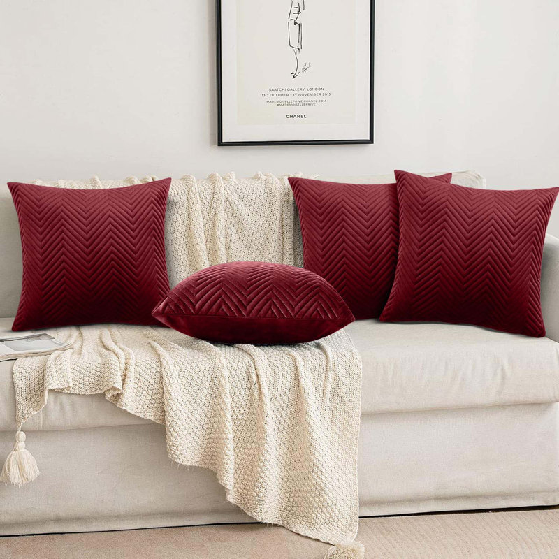 Square Cushion, Burgundy