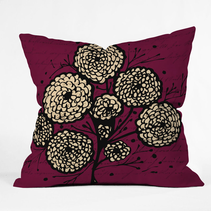 Coussin décoratif lettres et fleurs, 18 po x 18 po