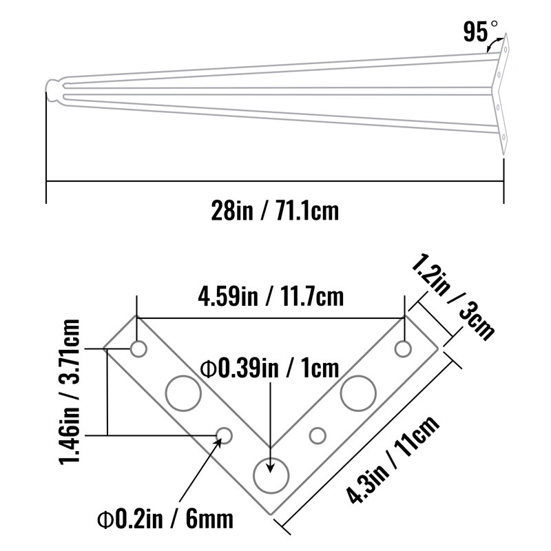 Eavan Table Leg, 28" H x 4.3" W x 4.3" D