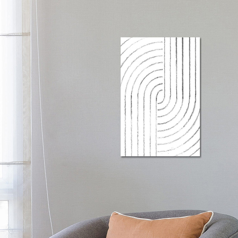 Lignes courbes abstraites - reproduction d'art, H 26 po x l 18 po x 1,5 po, Toile tendue, Aucun mat