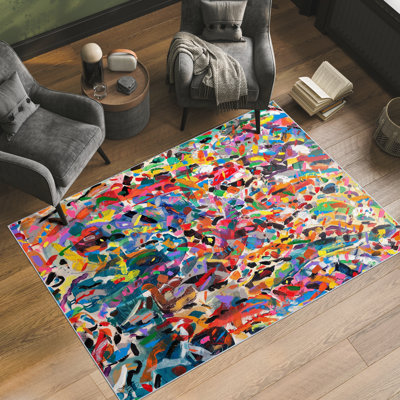 Meditations No.I Washable Colorful Abstrac Area Rug, Power-loomed,Softness with Non-Slipping Backing
