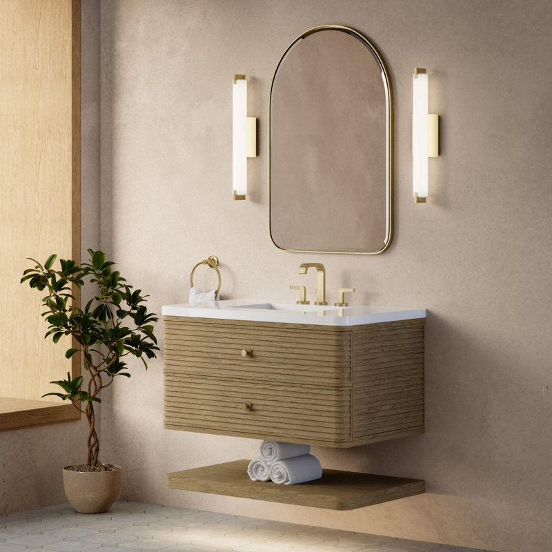 Allamari 36" W Single Vanity, White Zeus Silestone, 8" Widespread, Dune Mist