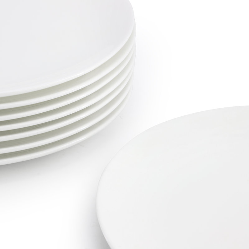Ensemble d'assiettes blanches en porcelaine tendre 10,75 pouces
